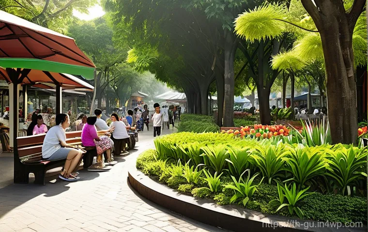 도시 녹지 공간 확보를 위한 제도적 개선 - **Prompt 1: "15-Minute Urban Oasis"**
    A vibrant, sun-drenched "15-Minute Park" in a bustling Ban...