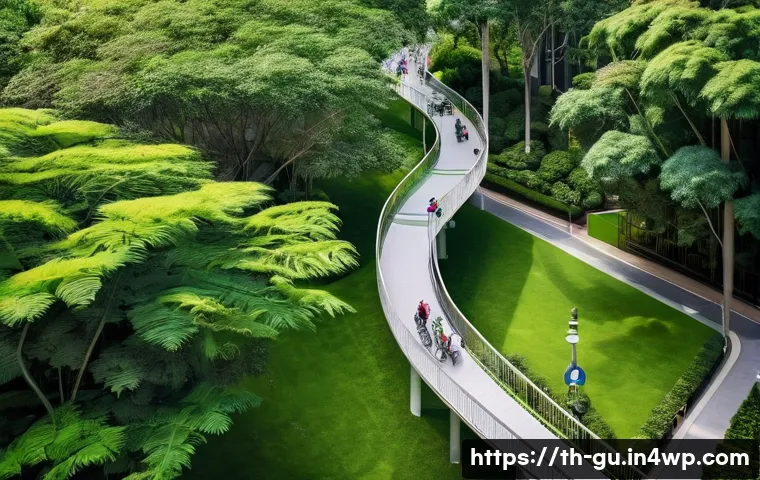 도시 녹지 공간의 역사적 배경 - **Prompt:** A vibrant and serene aerial view of Benjakitti Park in Bangkok, transformed into an urba...