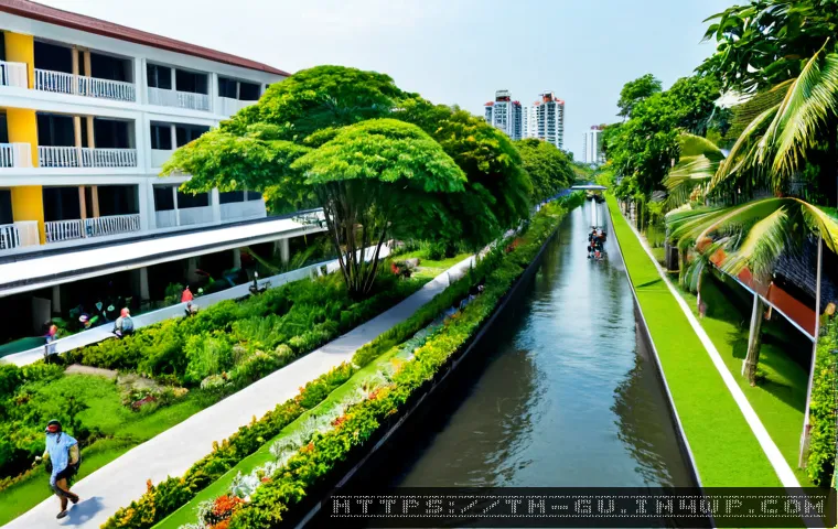 Home 17 도시 녹지 확장 운동의 글로벌 사례 - Photorealistic wide-angle view of a Bangkok neighborhood transformed by an urban green expansion pro...